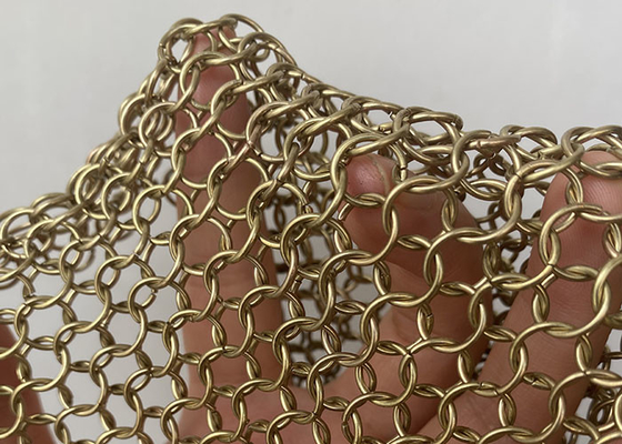 Un bon prix. Acier inoxydable Ring Mesh Fabric Chainmail Curtain 304ss en métal de couleur d'or en ligne