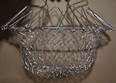 Un bon prix. Panier profond pliant de maille d'acier inoxydable de friteuse, panier de friture de grillage en ligne