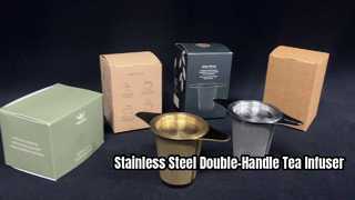 Passoire à feuilles de filtre d'infuseur à thé à double poignée en acier inoxydable