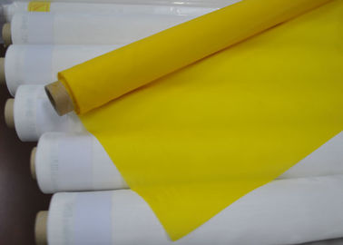 Un bon prix. Tissu de boulonnage en soie de bas polyester d'élongation pour l'impression d'écran, couleur blanche/jaune en ligne