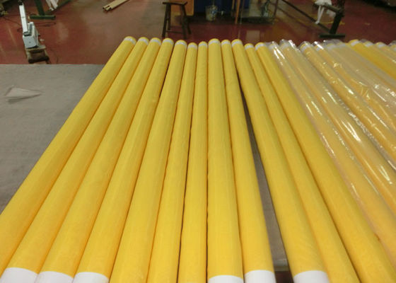 Basse maille d'impression d'écran de polyester de monofilament d'élongation avec le blanc et le jaune