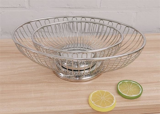 Un bon prix. 304 en acier inoxydable panier de fruits panier de pain panier de fil ovale rond panier de produits en ligne