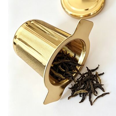 Un bon prix. Filtre à infuser à la feuille de thé en acier inoxydable 304 de qualité alimentaire avec logo personnalisé couleur or et polissage électrolytique en ligne