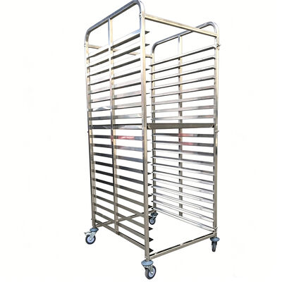 Un bon prix. Cuisine 600 x 400 mm en métal en acier inoxydable 15 20 niveaux 40 plateau à pain en aluminium support de cuisson chariot de boulangerie commerciale avec roues en ligne