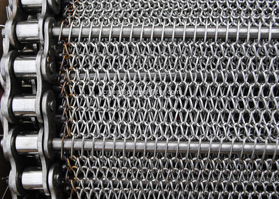 Bande de conveyeur équilibrée inoxydable de grillage d'armure avec la chaîne, 10 - 30m/petit pain