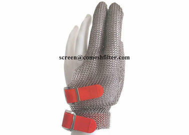 Un bon prix. Trois gants d'acier inoxydable de boucher des doigts 304L avec la courroie de crochet en ligne